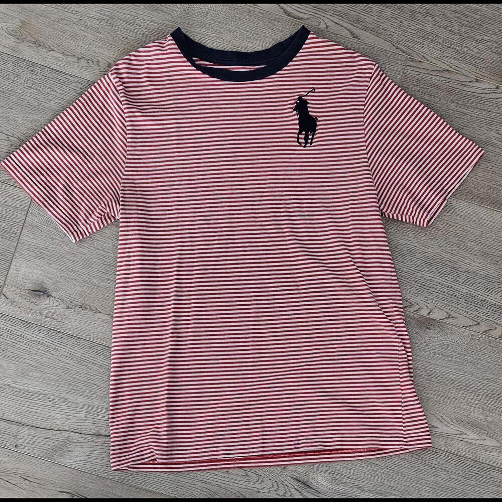 Polo Ralph Lauren red stripe big pony short sleeve T-shirt boys XL 14